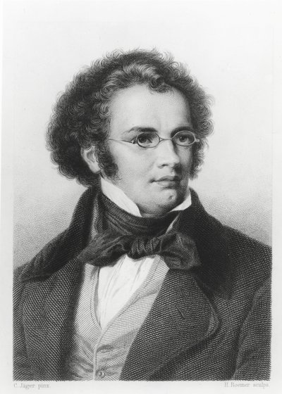 Portrét Franze Schuberta (1797-1828) ryl H. Roemer od Carl Jaeger