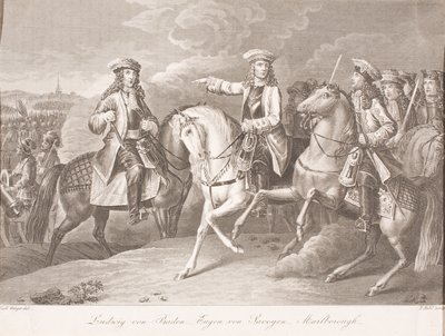 Markrabě Ludwig Wilhelm z Baden-Badenu, princ Evžen Savojský a John Churchill, vévoda z Marlborough od Carl Joseph Geiger