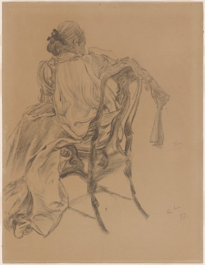 Elegantní dáma z osmnáctého století s vějířem od Carl Larsson