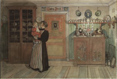 Mezi Vánocemi a Novým rokem, ze série A Home, cca 1895 (wc na papíře) od Carl Larsson