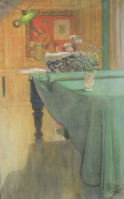 Brita u klavíru, 1908 od Carl Larsson