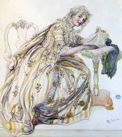 Vánoční dekorace (akvarel na papíře) od Carl Larsson
