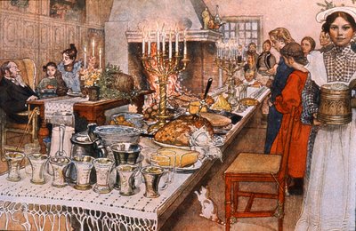 Štědrý den večeře ve Švédsku, začátkem 20. století (ilustrace) od Carl Larsson