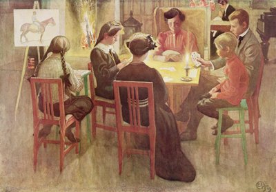 Vánoční prázdniny, hospoda. v "Last Licht Hinten" ("Let in More Light"), 1909 od Carl Larsson
