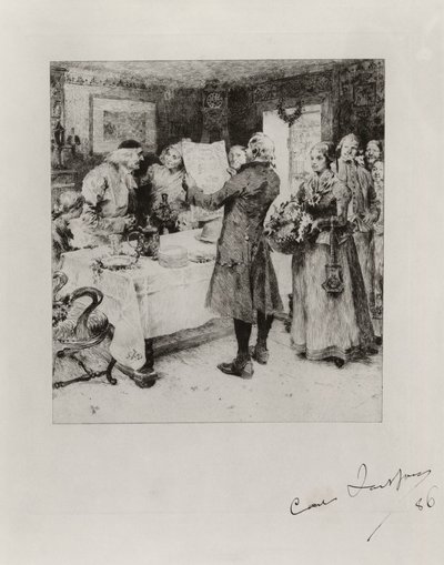 „Veselá slavnost“. Ilustrace k básni Anny Marie Lenngrenové. Stav I od Carl Larsson