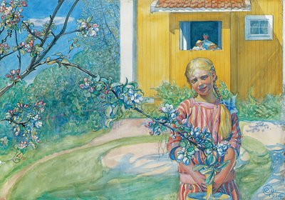 Dívka s květem jablka, 1914 od Carl Larsson