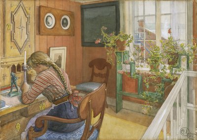Psaní dopisů, 1912 (wc na papíře) od Carl Larsson