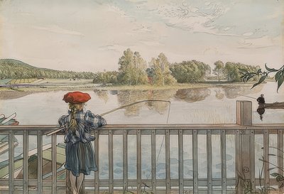 Lisbeth rybaří. Kolem roku 1895 od Carl Larsson