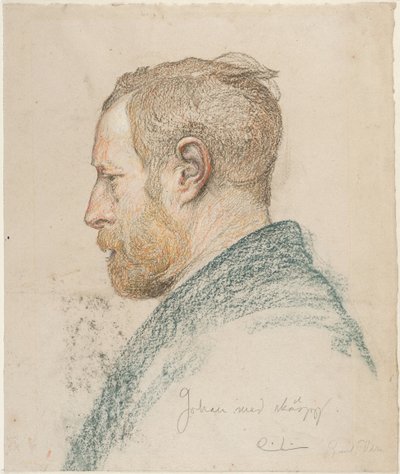 Mužská hlava z profilu od Carl Larsson