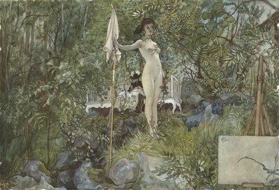Open-Air Studio, ze série A Home, cca 1895 (wc na papíře) od Carl Larsson