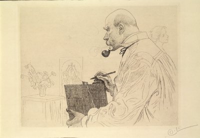 Autoportrét jako leptař od Carl Larsson