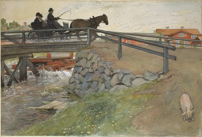 Most. Z díla Domov (26 akvarelů) od Carl Larsson