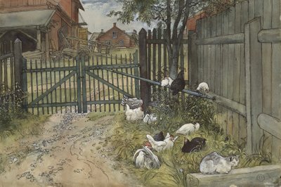 The Gate, ze série A Home, kolem roku 1895 (wc na papíře) od Carl Larsson
