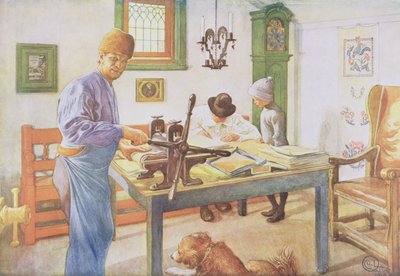 Tiskárna, hospoda. v "Last Licht Hinten" ("Let in More Light"), 1910 od Carl Larsson