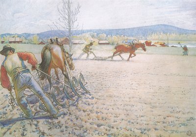Dva muži se svými bránami metodicky pracovali sem a tam od Carl Larsson