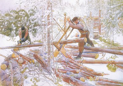 Poté byly nařezány na jednotné délky od Carl Larsson