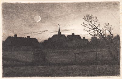 Kostel Hornbæk, letní večer od Carl Locher