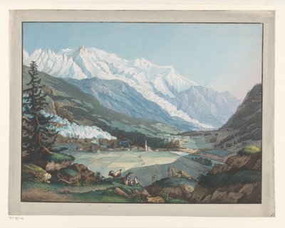 Pohled na Chamonix na úpatí Mont-Blanc Vue de la Valée de Chamouny pris pres d