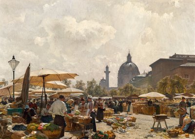Naschmarkt ve Vídni od Carl Moll