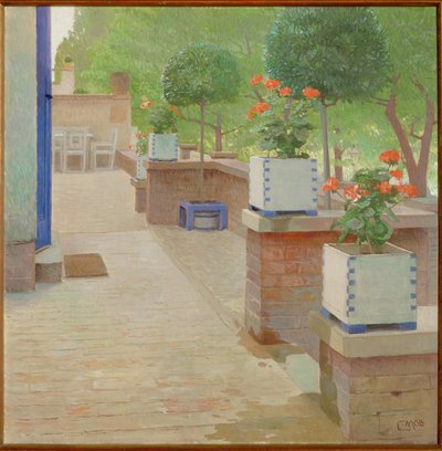 Gartenterrasse - Zahradní terasa ... (malba na plátně) od Carl Moll