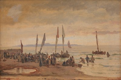 Vracející se rybáři jsou vítáni na Hornbæk Strand od Carl Neumann