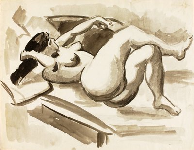 Ležící ženský akt se zkříženýma nohama od Carl Newman