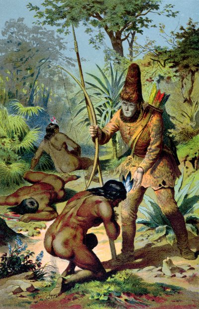 Robinson Crusoe a muž pátek, kolem roku 1880 od Carl Offterdinger