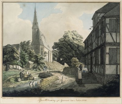 Fara a kostel v Gronau v roce 1814 od Carl Philipp Fohr