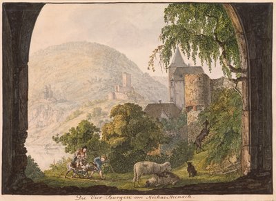 Čtyři hrady Neckar Steinach (wc na papíře) od Carl Philipp Fohr