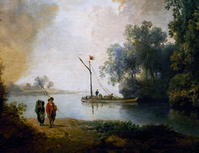 Krajina s řekou, cca 1780, Carl Philipp Schallhas (1767-1797), detail, Maďarsko od Carl Philipp Schallhas