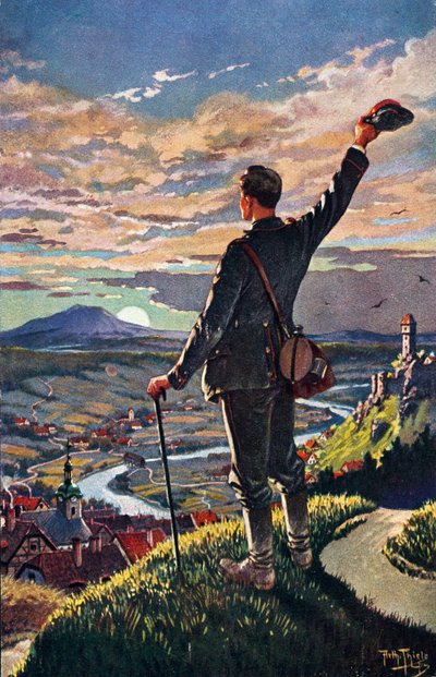 NÁVRAT VOJÁKA DOMU - ilustrace Carl Robert Arthur Thiele 1860-1936 od Carl Robert Arthur Thiele