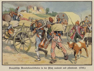 Francouzští vojáci loupící a drancující ve Falci od Carl Röchling