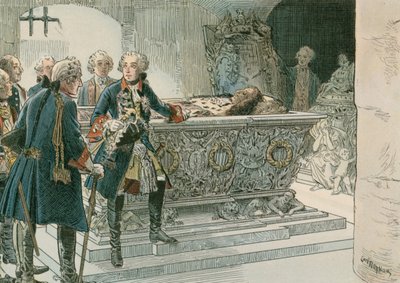 Fridrich Veliký (1712-1786) u rakve Velkého kurfiřta od Carl Rohling