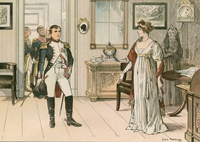 Královna Louise Pruská (1776-1810) a Napoleon I (1769-1821) v Tilsitu v roce 1807 při podpisu druhé smlouvy z Tilsitu od Carl Rohling