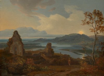 Říční krajina s ruinami kostela od Carl Rottmann