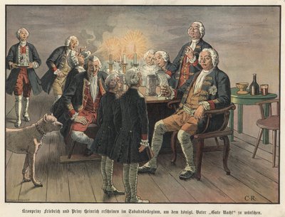 Korunní princ Frederick a princ Jindřich Pruský přejí svému otci, králi, dobrou noc od Carl Röchling