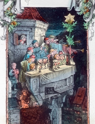Sláva Bohu na výsostech. Ilustrace německého malíře a grafika Fritze Richtera (1904-1981). Datum vzniku obrázku: kolem roku 1930. Archiv Carla Sinona od Carl Simon