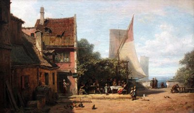 Stará hospoda u jezera Starnberg od Carl Spitzweg