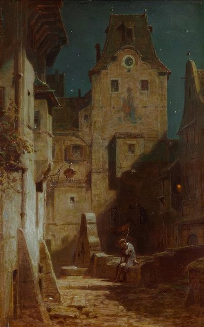 Noční hlídač usnul od Carl Spitzweg