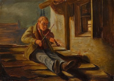 Rohatý střešní houslista od Carl Spitzweg