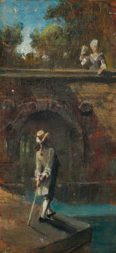 Galantní scéna na říčním mostě od Carl Spitzweg