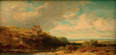 Krajina s údolím řeky a hradem od Carl Spitzweg