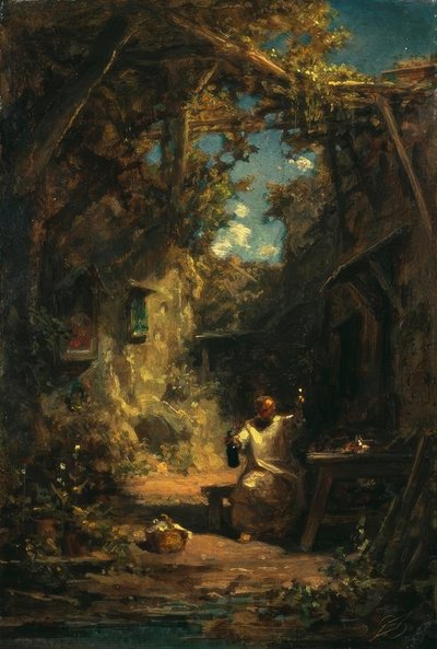 Mnich na ochutnávce vína od Carl Spitzweg