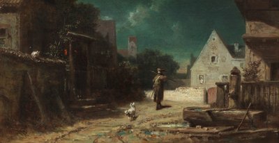 Noční hlídač Noční hlídač při měsíčním světle aneb Pes a kočka, c. 1870. od Carl Spitzweg