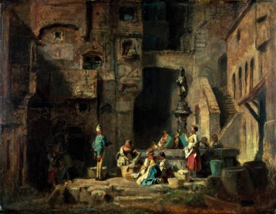 Pračky u studny od Carl Spitzweg