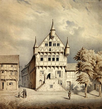 Fritzlar Town Hall (akvarel na papíře) od Carl W.E. Fink