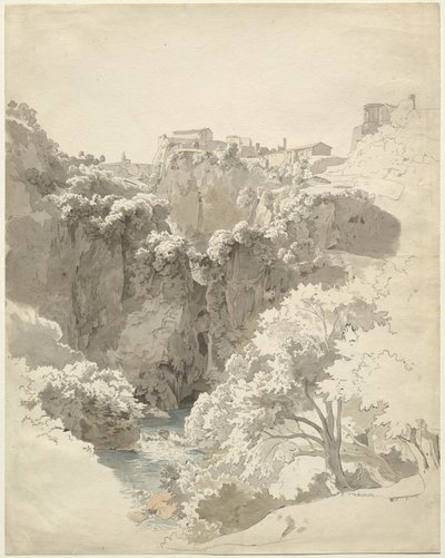 Tivoli a chrám Sibyly nad soutěskou Aniene od Carl Wagner