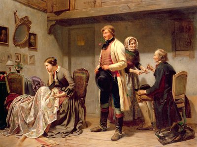 Přípitek snoubencům (olej) od Carl Wilhelm Huebner