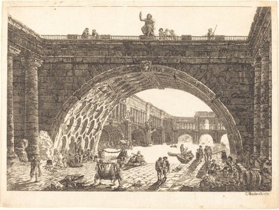 Architektonická fantazie monumentálního přístavu od Carl Wilhelm Weisbrod after Hubert Robert