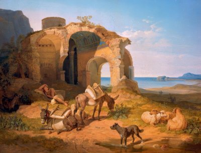 Krajina s ruinami byzantského kostela od Carl Wilhelm von Heideck
